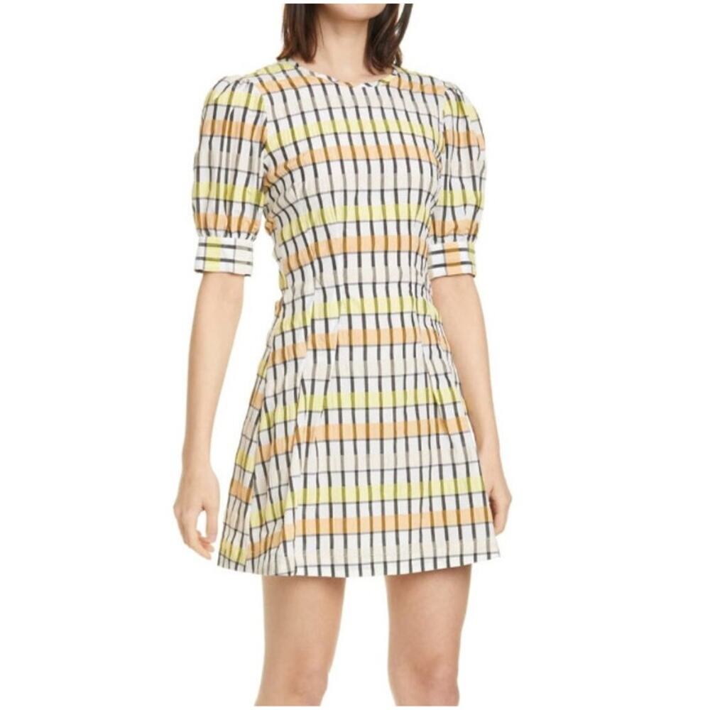 EUC Baum und Pferdgarten Aurelia Check Mini Dress 12 Yellow Peach White - Picture 2 of 11
